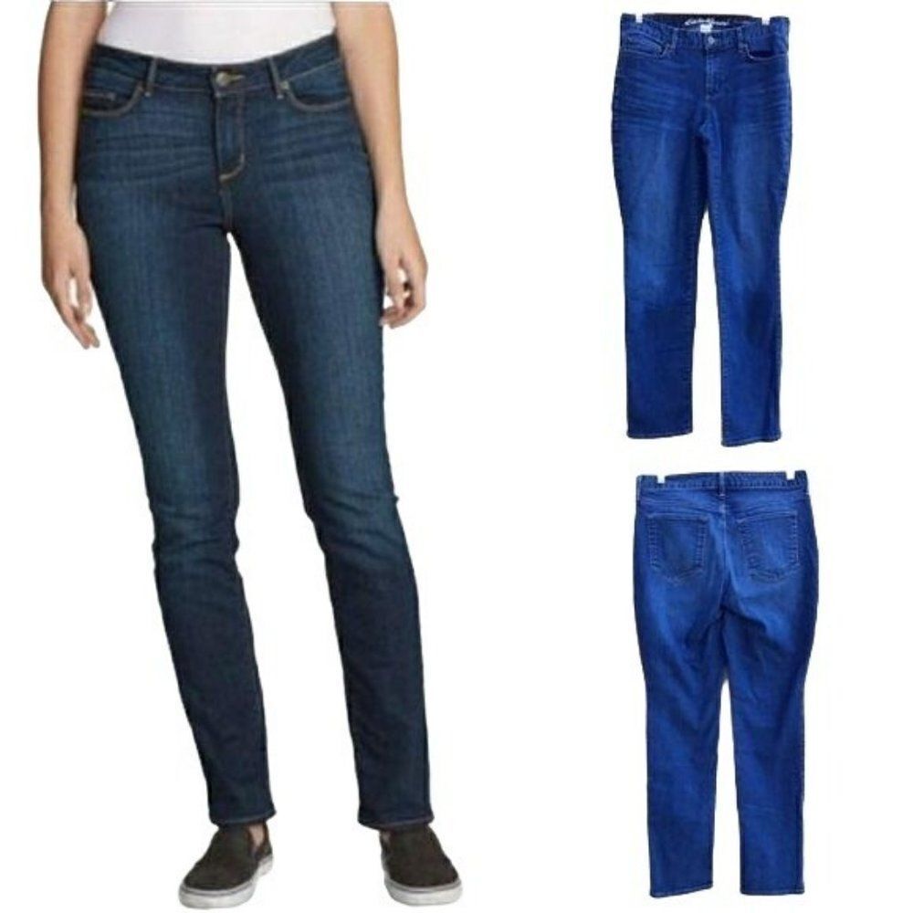 Eddie Bauer Jeans Curvy Straight Heritage Stay Shape Indigo Medium Wash‎ Sz 8